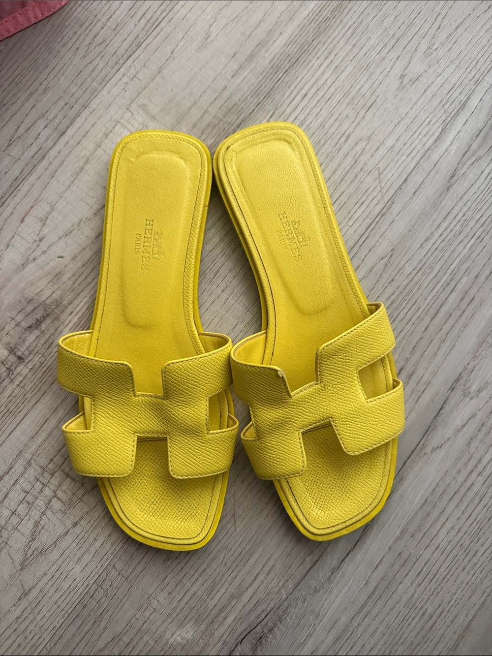 Hermes Yellow Oran Slide Sandals